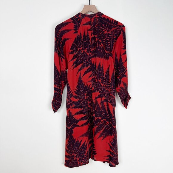 Stella McCartney 100% Silk Dress Mini Midi Pussy Bow Fern Print Runway Designer - Picture 9 of 11